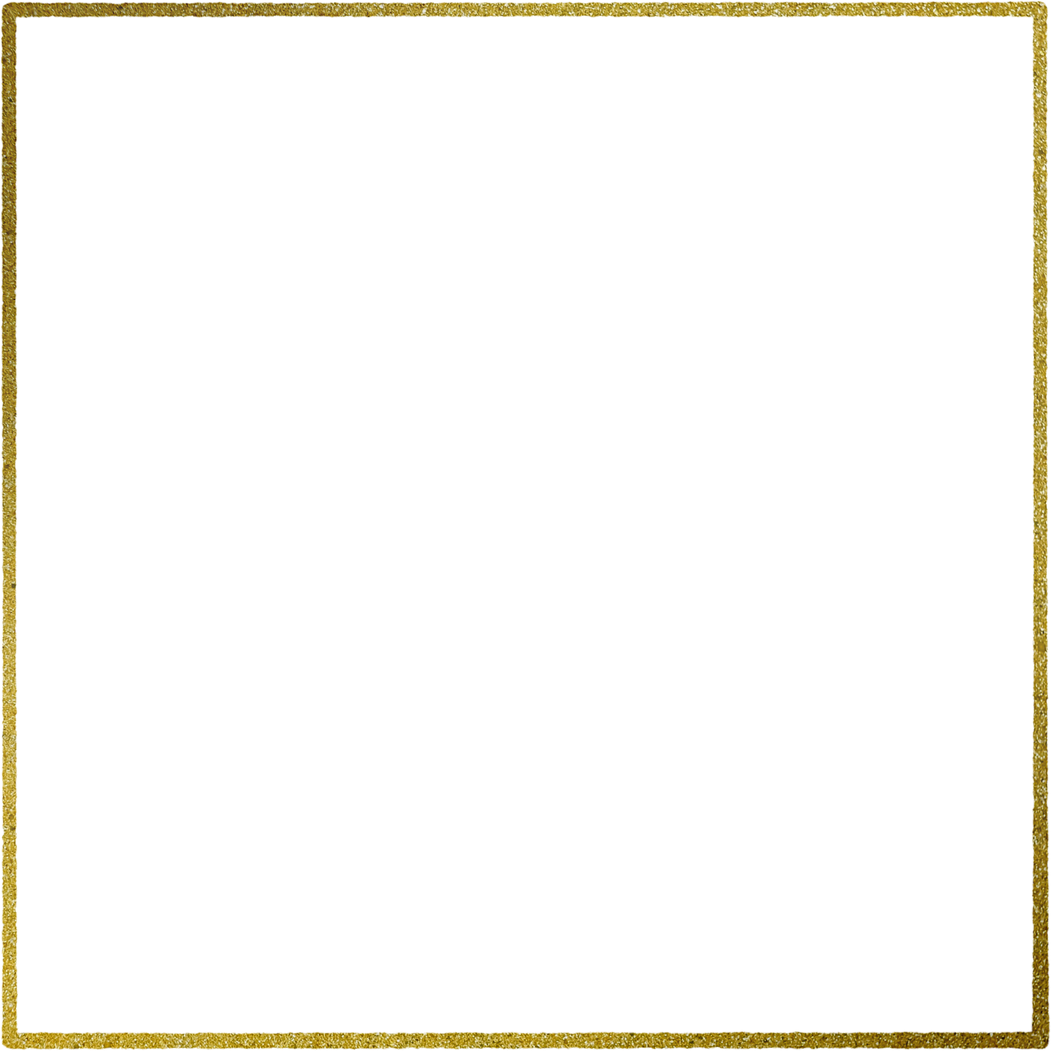 Gold square frame element with line border png.